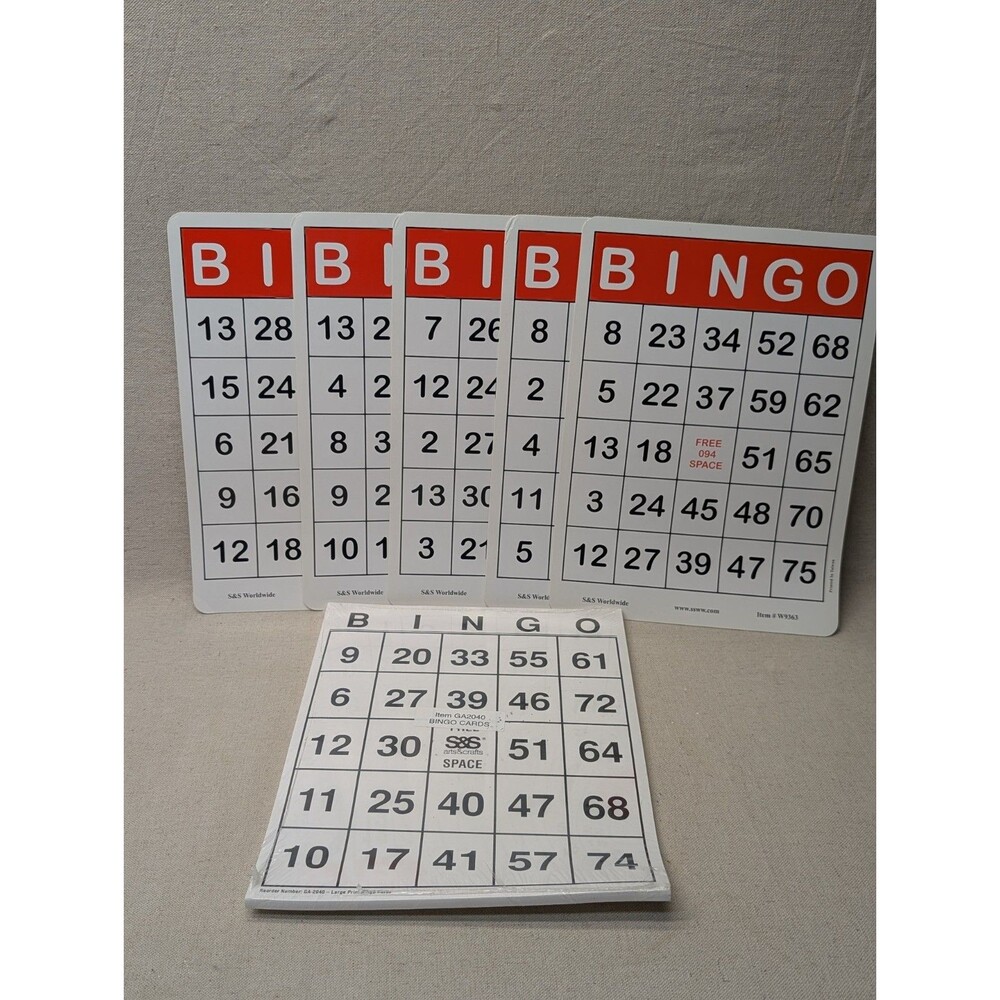 S&S Worldwide Large Print Bingo Cards Set of 25 Sealed Pack Plus 5 Bonus Boards
